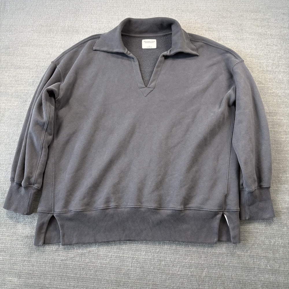 Abercrombie & Fitch Sweater Women L Gray Collared Soft AF Oversized Lounge Tunic